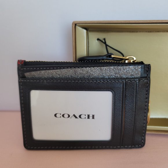 COACH Novelty Plaid Print Mini Skinny ID Case In Coated Canvas– Red Multi⭐ - Picture 8 of 15